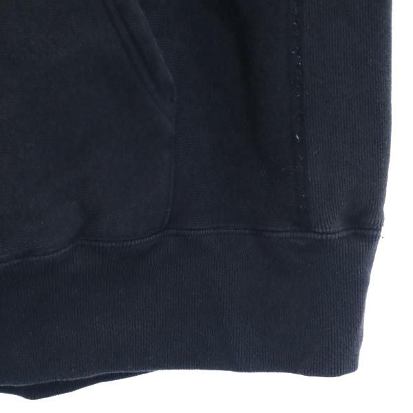 Champion チャンピオン 青単 復刻 リバースウィーブ ロゴ刺繍 長袖 スウェットパーカー M 黒系 裏起毛 メンズ