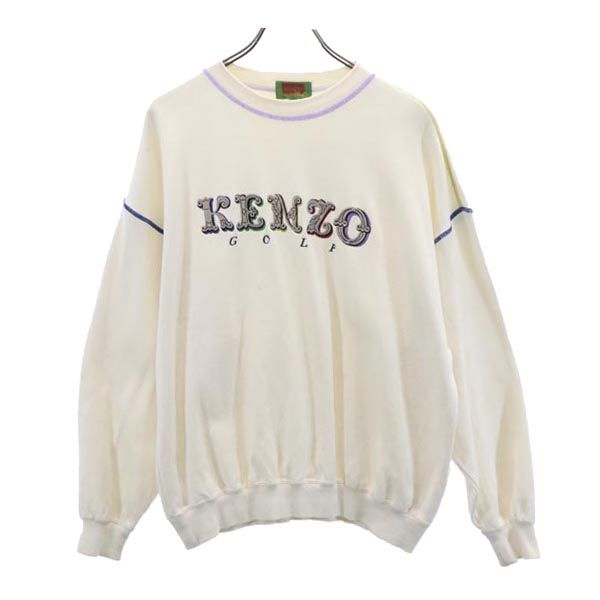 KENZO ケンゾー 日本製 ロゴ刺繍 ゴルフ 長袖 スウェット トレーナー 4 白系 メンズ