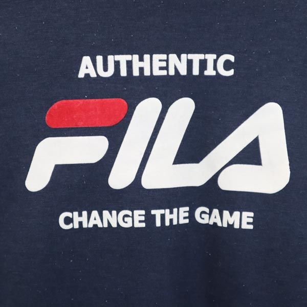 FILA フィラ 90s オールド ロゴプリント 長袖 スウェット トレーナー L ネイビー メンズ