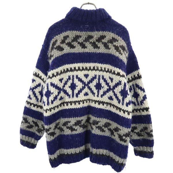 OLD オールド 90s カウチンジャケット ネイビー系 ニット メンズ