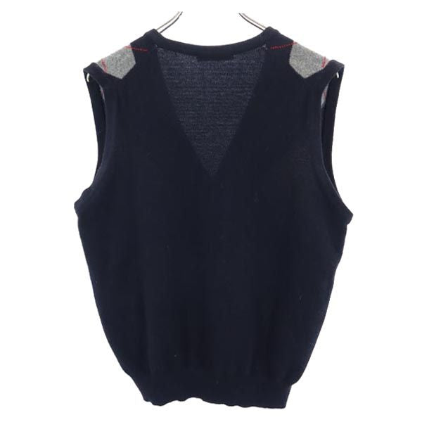 PIA SPORTS ピアスポーツ 日本製 ウールブレンド アーガイル ニットベスト 4 ブラック系 メンズ