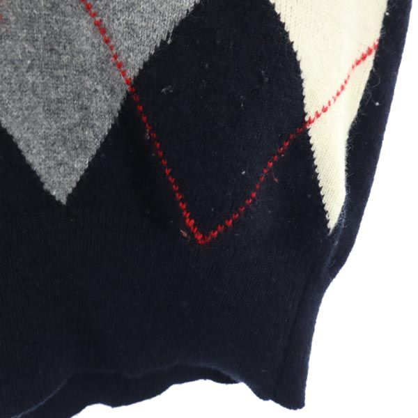 PIA SPORTS ピアスポーツ 日本製 ウールブレンド アーガイル ニットベスト 4 ブラック系 メンズ