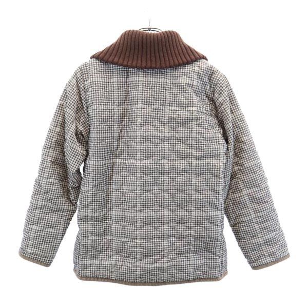 FJALLRAVEN フェールラーベン 千鳥柄 キルティングジャケット M ベージュ系 薄中綿入り 裏フリース レディース