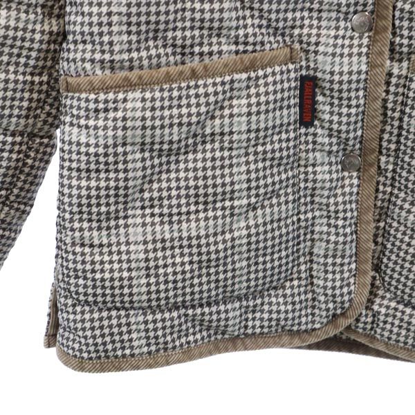 FJALLRAVEN フェールラーベン 千鳥柄 キルティングジャケット M ベージュ系 薄中綿入り 裏フリース レディース
