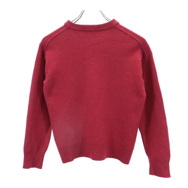 YVES SAINT LAURENT イヴサンローラン ウール 長袖 Vネック ニット M レッド系 セーター レディース