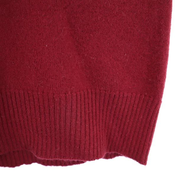 YVES SAINT LAURENT イヴサンローラン ウール 長袖 Vネック ニット M レッド系 セーター レディース