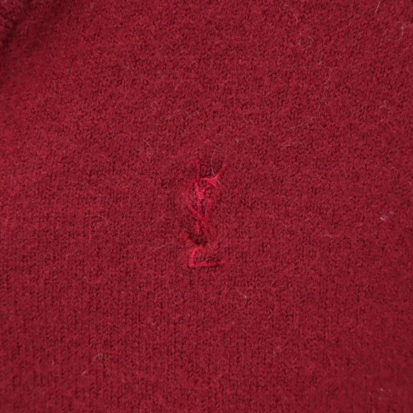 YVES SAINT LAURENT イヴサンローラン ウール 長袖 Vネック ニット M レッド系 セーター レディース