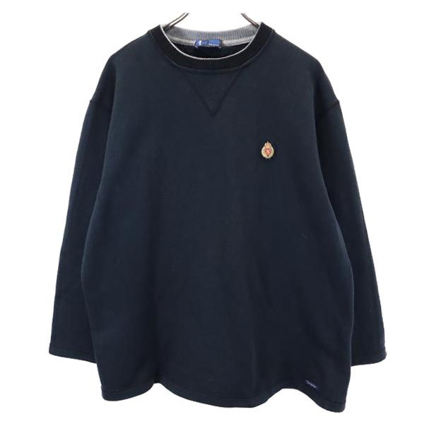 mila schon ミラショーン イタリア製 ロゴ刺繍 長袖 ニット 黒 セーター 裏起毛 メンズ