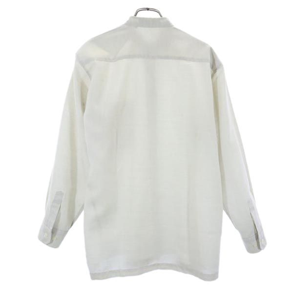 ピエールカルダン ウールブレンド 長袖 スタンドカラー シャツ M ベージュ Pierre Cardin メンズ