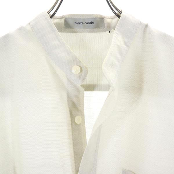 ピエールカルダン ウールブレンド 長袖 スタンドカラー シャツ M ベージュ Pierre Cardin メンズ