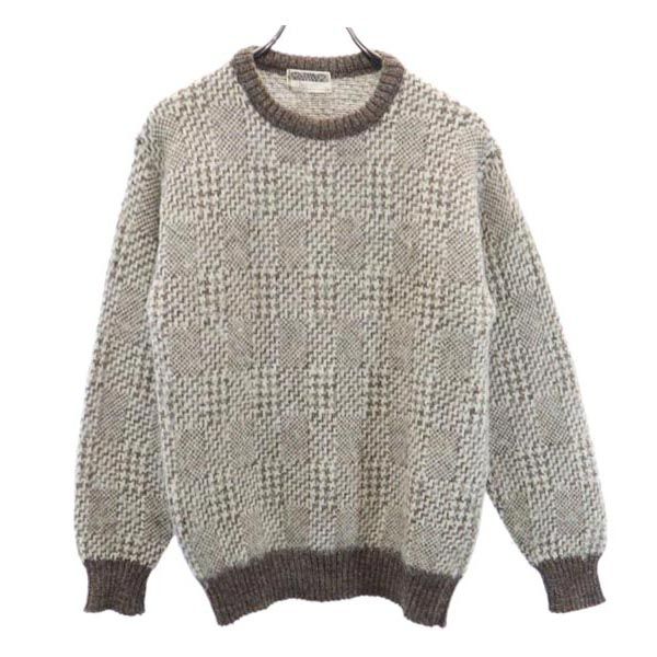 THECOUNTRYSQUIRE ザカントリースクワイア ウールブレンド 総柄 長袖 セーター M 茶系 ニット メンズ