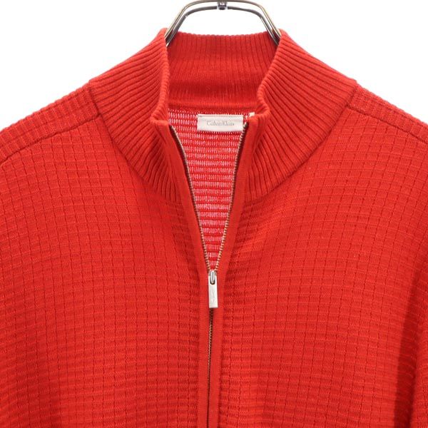 Calvin klein カルバンクライン ウール ニット ジップジャケット M 赤系 メンズ