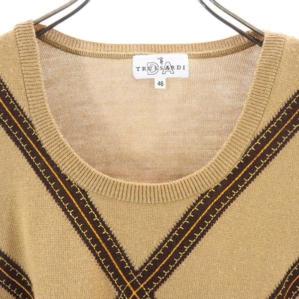 TRUSSARDI トラサルディ 日本製 ウール 長袖 ニット 46 ブラウン系 セーター レディース