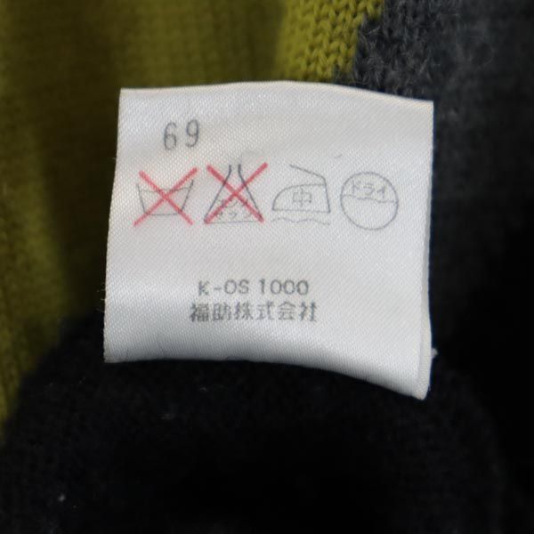 LANCEL ランセル ウール ハート柄 長袖 ニット ブラック×グレー セーター レディース