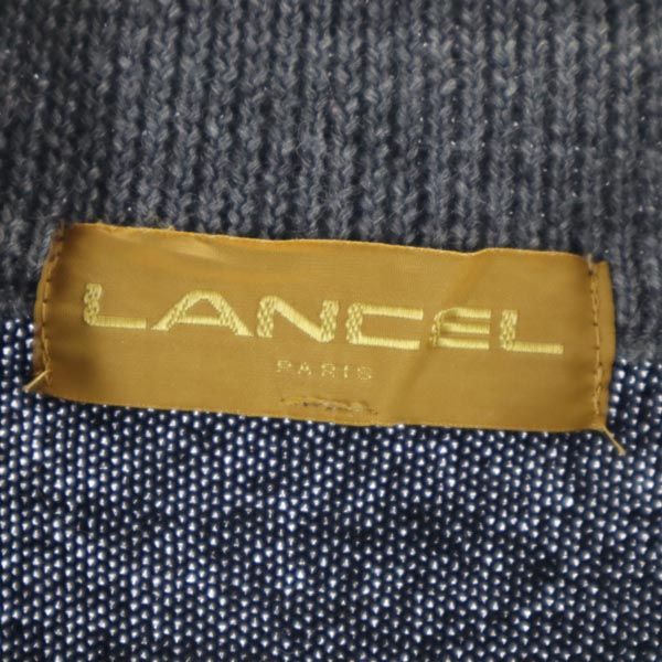 LANCEL ランセル ウール ハート柄 長袖 ニット ブラック×グレー セーター レディース