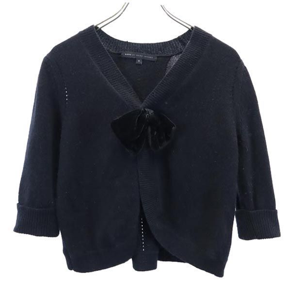 MARC BY MARC JACOBS マークバイマークジェイコブス ウールブレンド 7分袖 ニット カーディガン S ブラック系 ボレロ リボン レディース