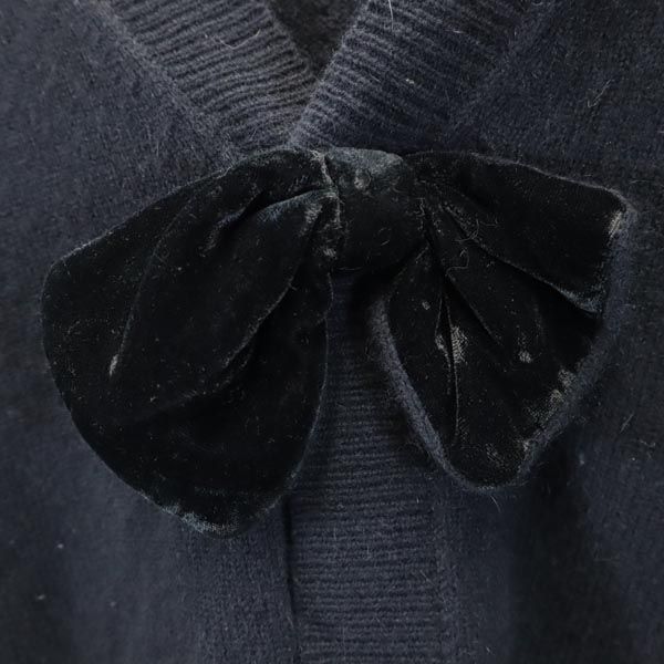 MARC BY MARC JACOBS マークバイマークジェイコブス ウールブレンド 7分袖 ニット カーディガン S ブラック系 ボレロ リボン レディース