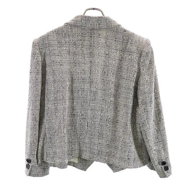 GIVENCHY ジバンシィ シルク リネンブレンド テーラードジャケット 17 黒×ベージュ レディース