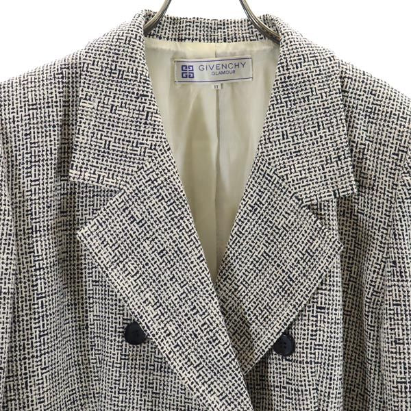 GIVENCHY ジバンシィ シルク リネンブレンド テーラードジャケット 17 黒×ベージュ レディース