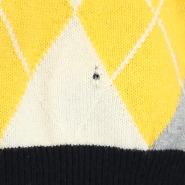 FRED PERRY フレッドペリー ウール アーガイル 長袖 ニット M 黒系 セーター メンズ