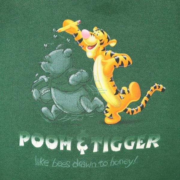 Disney ディズニー 90s USA製 オールド ティガー 長袖 スウェット トレーナー グリーン 裏起毛 メンズ