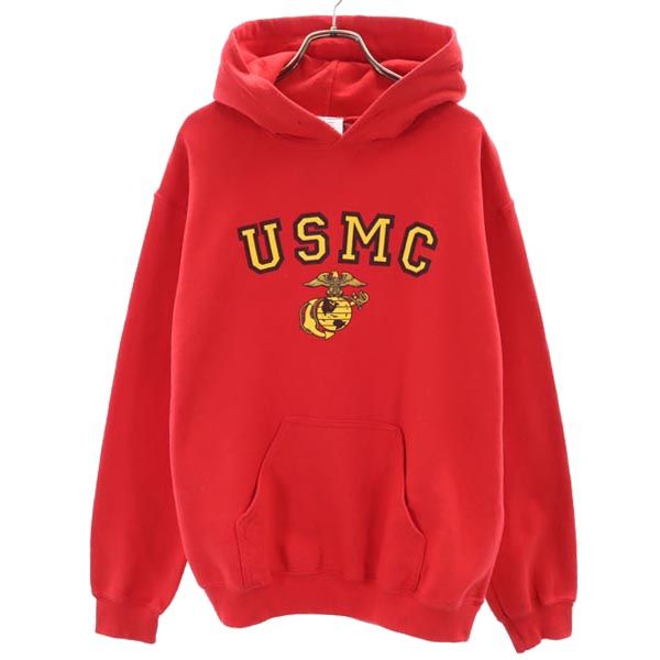 ROTHCO ロスコ USMC プリント 長袖 スウェットパーカー S 赤 メンズ