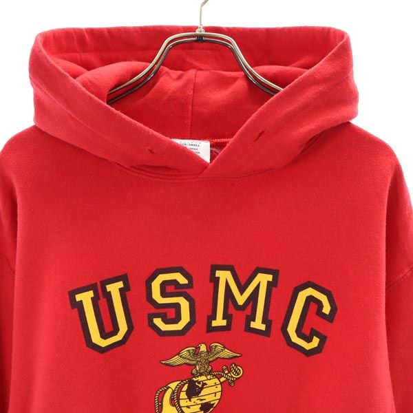 ROTHCO ロスコ USMC プリント 長袖 スウェットパーカー S 赤 メンズ