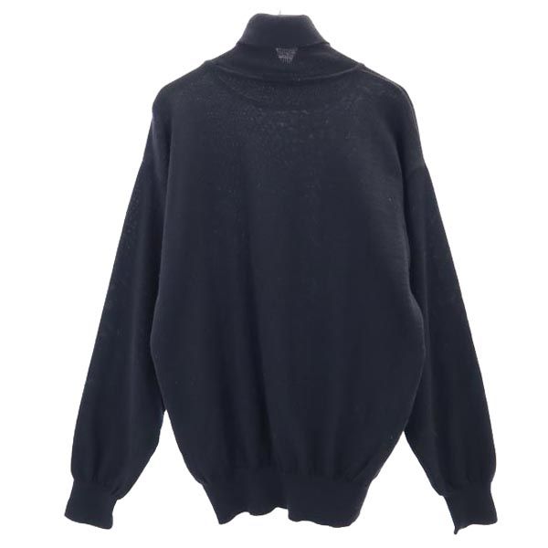 LANCEL ランセル ロゴ刺繍 長袖 タートルネック ニット M 黒 セーター メンズ