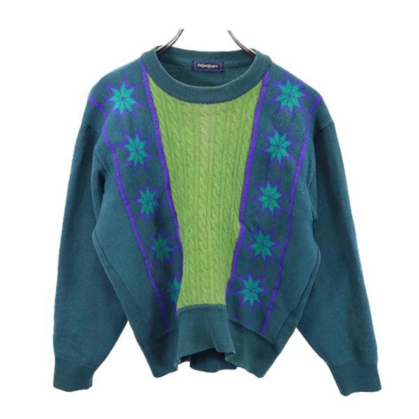 YVES SAINT LAURENT イヴサンローラン ウール 長袖 ニット M グリーン系 セーター メンズ