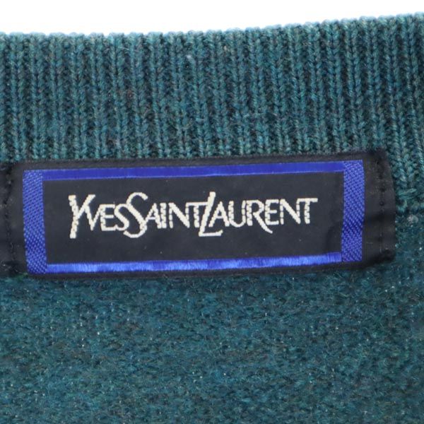 YVES SAINT LAURENT イヴサンローラン ウール 長袖 ニット M グリーン系 セーター メンズ