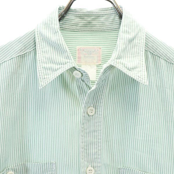 Budweiser バドワイザー ストライプ 長袖 シャツ グリーン系 ロゴ刺_ メンズ
