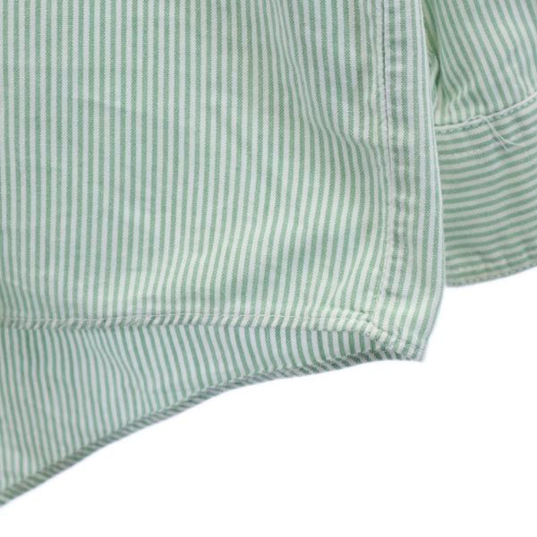 Budweiser バドワイザー ストライプ 長袖 シャツ グリーン系 ロゴ刺_ メンズ