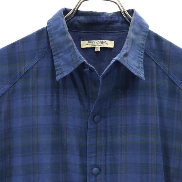 M2SQUARED エムツースクエアード チェック 長袖 シャツ M ネイビー系 メンズ