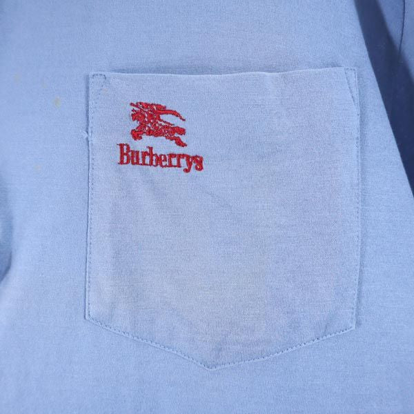 Burberrys バーバリーズ 90s ロゴ刺繍 長袖 ポロシャツ L 水色系 メンズ