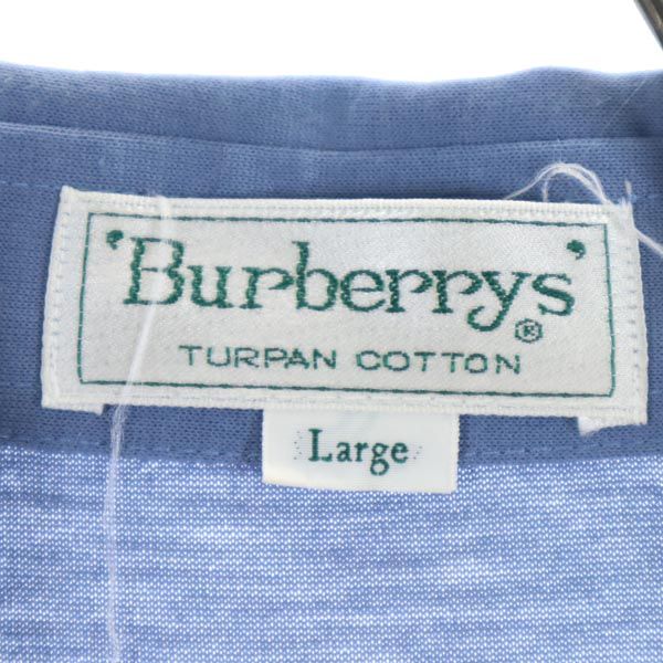Burberrys バーバリーズ 90s ロゴ刺繍 長袖 ポロシャツ L 水色系 メンズ