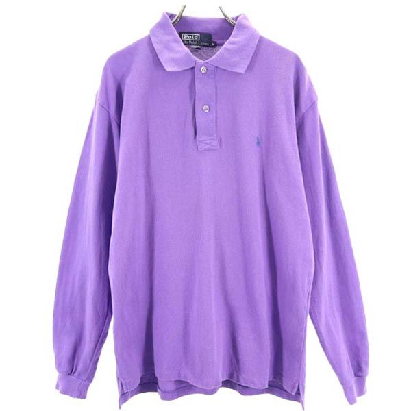 Polo by Ralph Lauren ポロバイラルフローレン ロゴ刺繍 長袖 ポロシャツ M 紫 鹿の子 メンズ