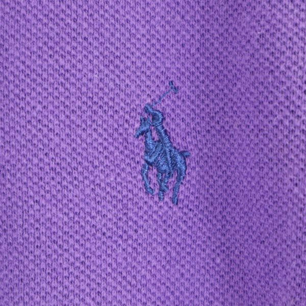 Polo by Ralph Lauren ポロバイラルフローレン ロゴ刺繍 長袖 ポロシャツ M 紫 鹿の子 メンズ