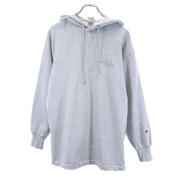 Champion チャンピオン 長袖 スウェットパーカー M グレー系 ロゴ刺繍 プルオーバー トレーナー メンズ