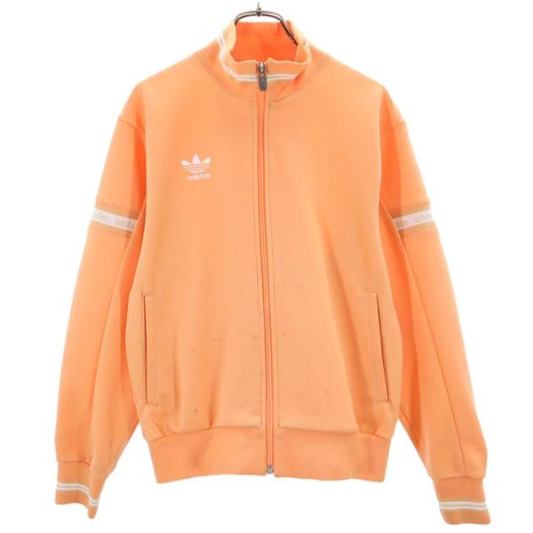 adidas アディダス 80s ヴィンテージ デサント製 トレフォイルロゴ ジップジャケット S オレンジ系 メンズ