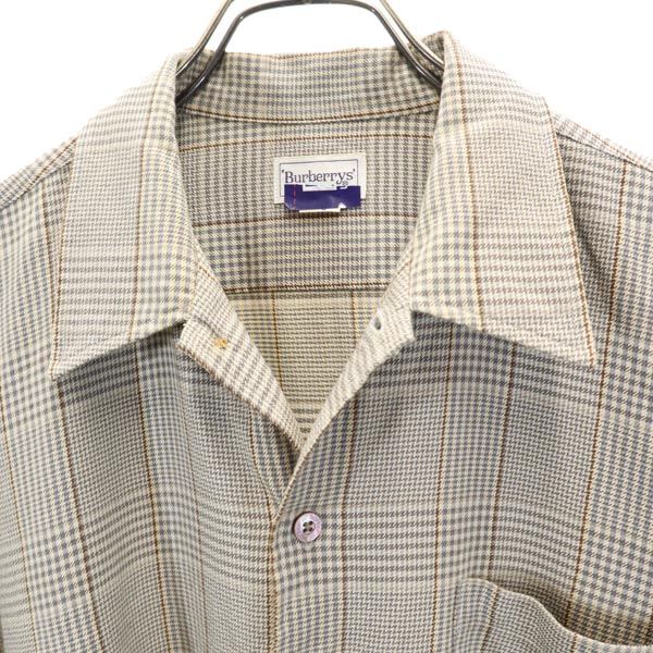 Burberrys バーバリーズ 90s ヴィンテージ ウールブレンド グレンチェック 長袖 シャツ L グレー系 メンズ