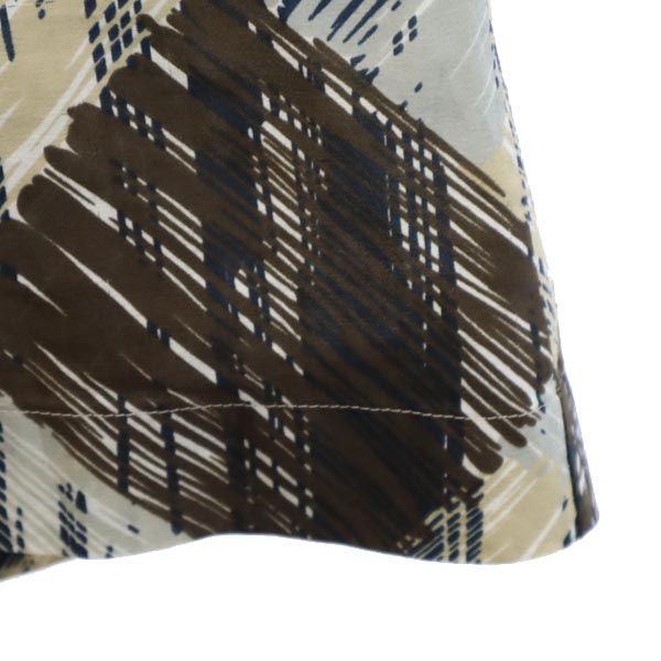 GOEL 70s ヴィンテージ 総柄 長袖 オープンカラーシャツ M ブラウン×グレー メンズ