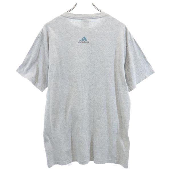 adidas アディダス 90s USA製 オールド ロゴプリント 半袖 Tシャツ S グレー メンズ
