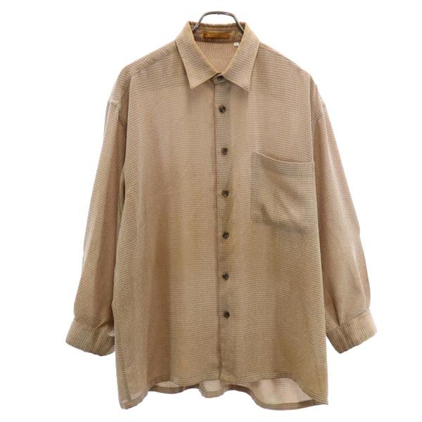 LANCEL ランセル チェック 長袖 シャツ L ブラウン系 メンズ