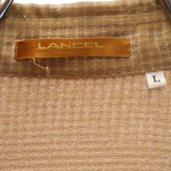 LANCEL ランセル チェック 長袖 シャツ L ブラウン系 メンズ