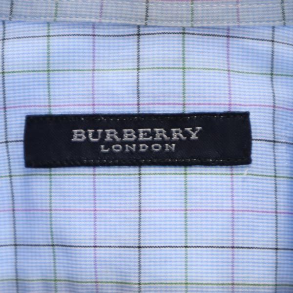 BURBERRY バーバリー チェック柄 長袖 ボタンダウンシャツ 水色系 レディース