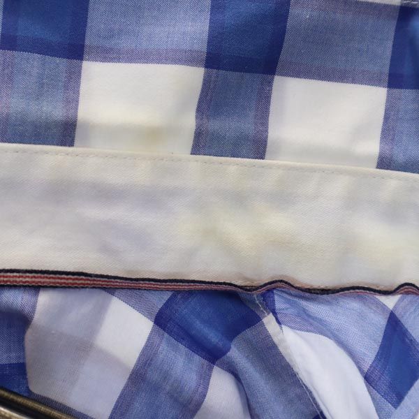 ARMANI EXCHANGE アルマーニエクスチェンジ チェック柄 長袖 シャツ M 青×白 メンズ