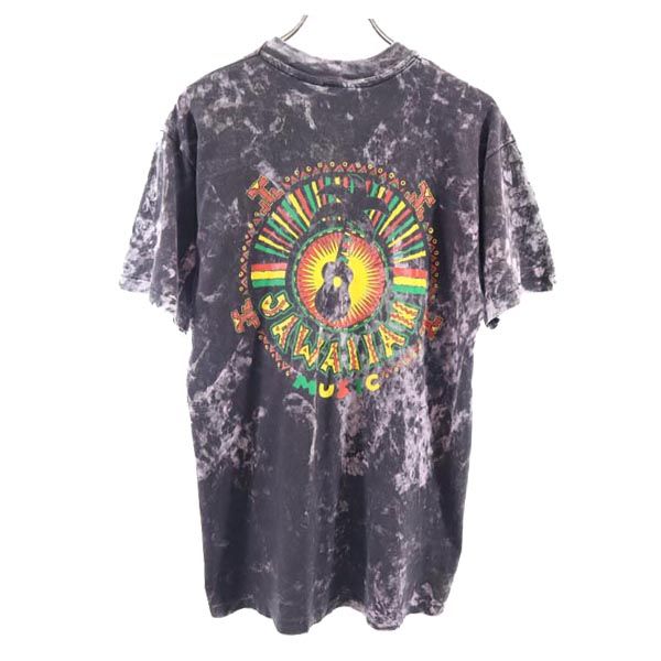 Hanes ヘインズ 80s ヴィンテージ USA製 総柄 バックプリント 半袖 Tシャツ M グレー系 メンズ