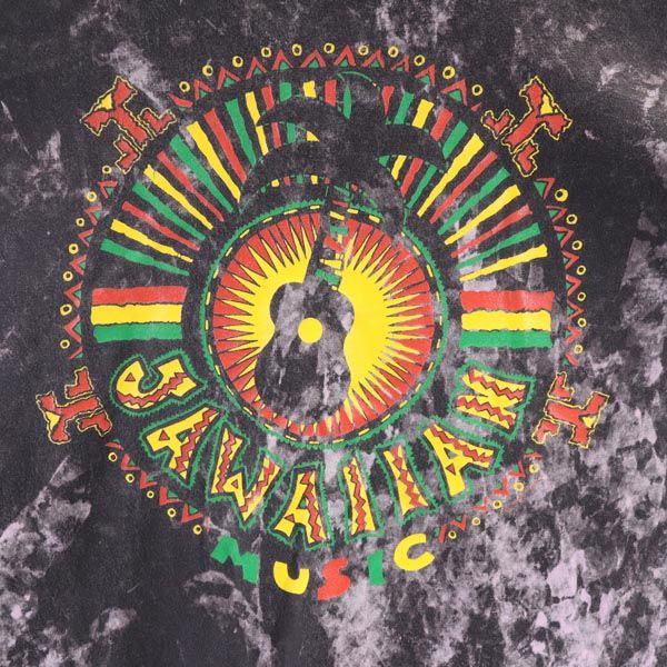 Hanes ヘインズ 80s ヴィンテージ USA製 総柄 バックプリント 半袖 Tシャツ M グレー系 メンズ