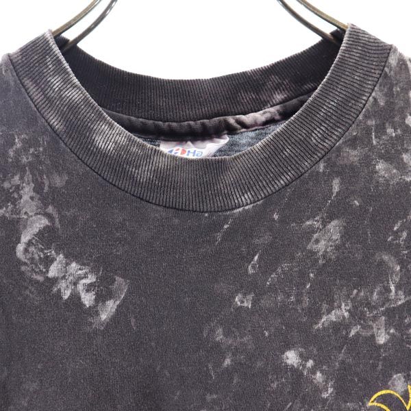 Hanes ヘインズ 80s ヴィンテージ USA製 総柄 バックプリント 半袖 Tシャツ M グレー系 メンズ