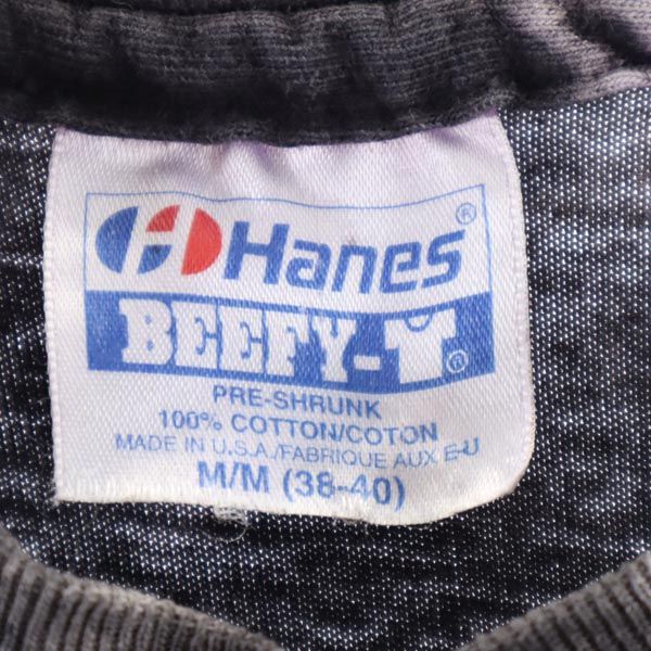 Hanes ヘインズ 80s ヴィンテージ USA製 総柄 バックプリント 半袖 Tシャツ M グレー系 メンズ